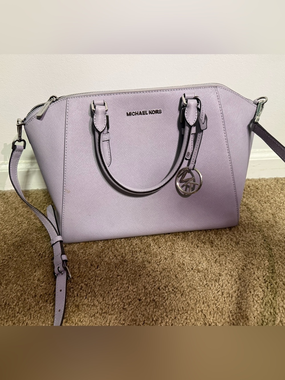 Michael Kors Lilac Saffiano Leather Satchel